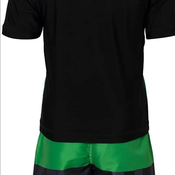 𝅺Boys Minecraft Rash Guard & Swim Trunks Set